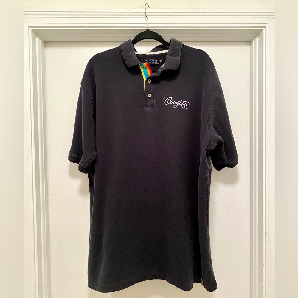 Coogi Men’s Polo Shirt 3XL Black Logo Embroidered Short Sleeve Hip Hop Y2K